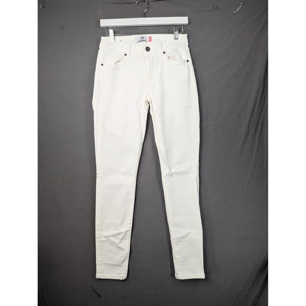 Cabi High Skinny Jeans White Denim Style 5491 Size 2 Stretch High Rise Womens